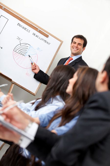 Man at the office making a business presentation