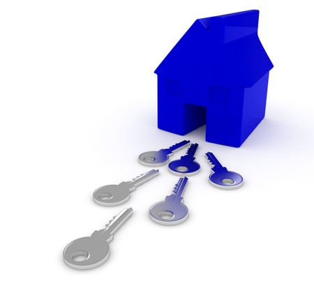 3D illustration of house keys isolated over a white background
