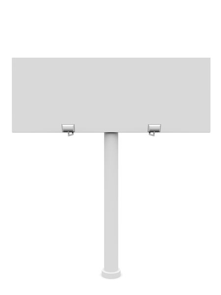 3D monopost billboard with lights isolated over a white background