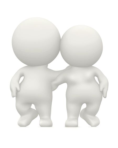 3D loving couple hugging isolated over a white background