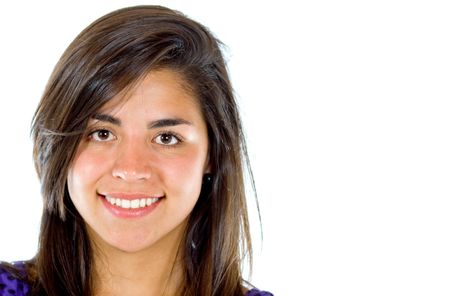 Casual girl portrait isolated over a white background