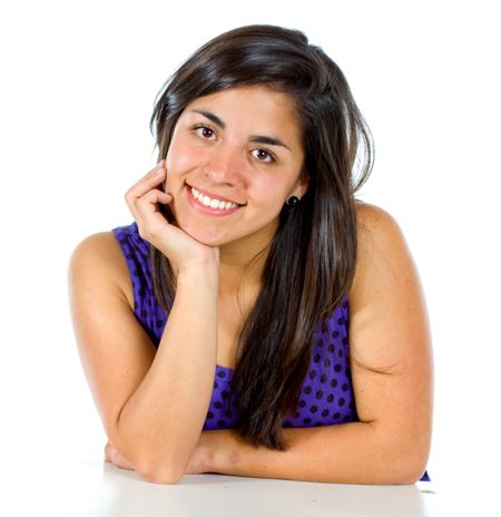 Beautiful girl portrait isolated over a white background