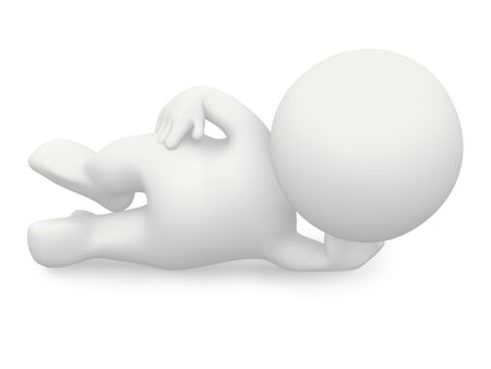 3D man lying on the side isolated over a white background