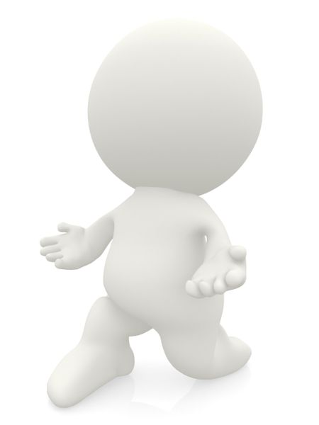 3D man on his knees declaring his love - isolated over a white background
