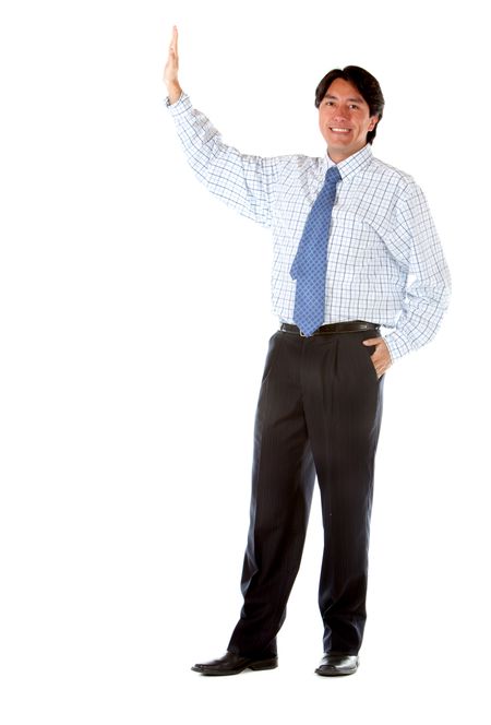 business man making a stop sign isolated over a white background