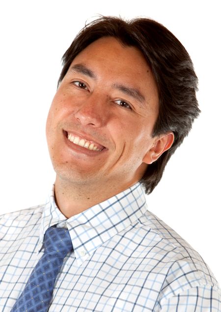 Business man portrait smiling isolated over a white background