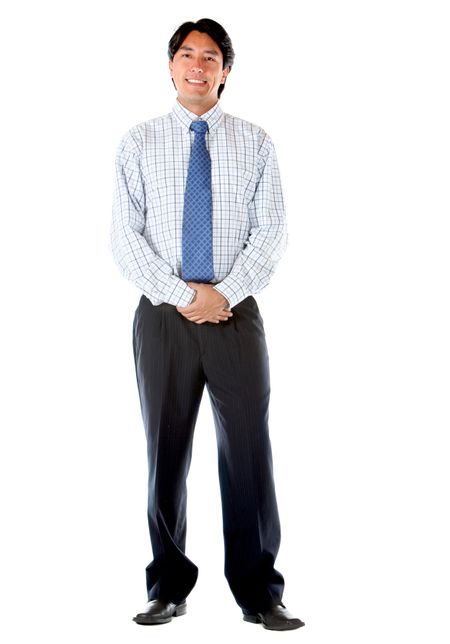 Fullbody business man standing isolated over a white background