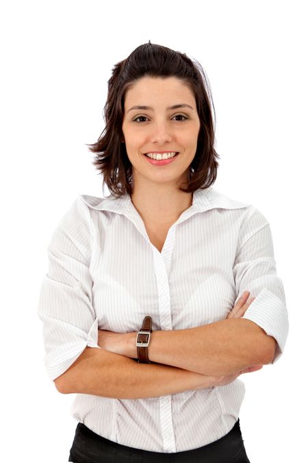 Business woman portrait isolated over a white background