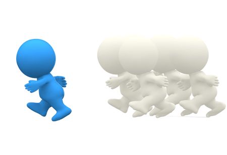 3D man winning a race isolated over a white background