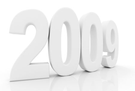 2009  in 3D isolated over a white background