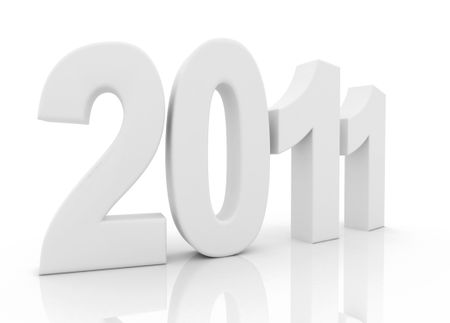 2011 in 3D isolated over a white background