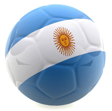 3D football with the flag of Argentina - isolated over a white background