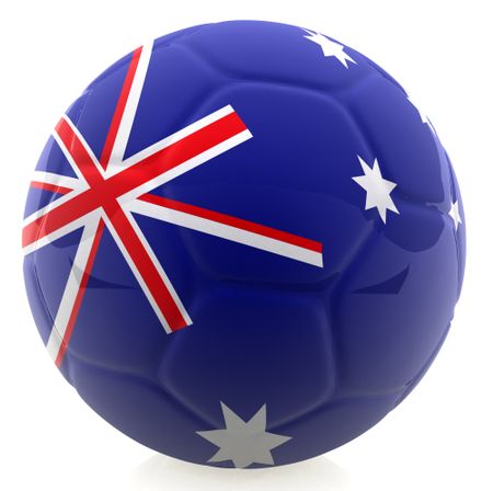 3D football with the flag of Australia - isolated over a white background
