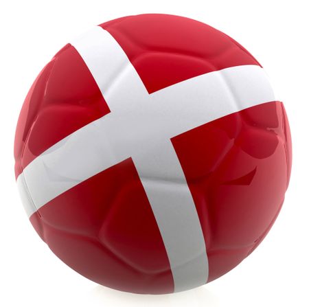 3D football with the flag of Denmark - isolated over a white background