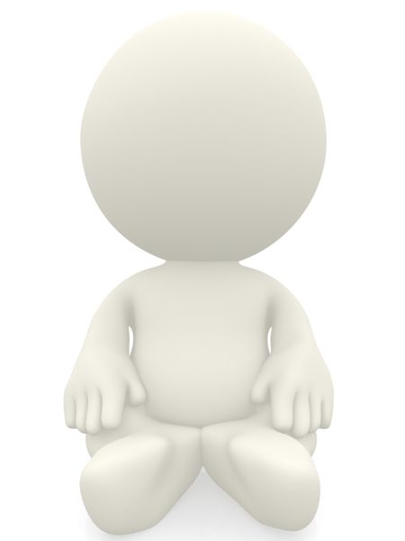 3D person sitting on the floor isolated over a white background