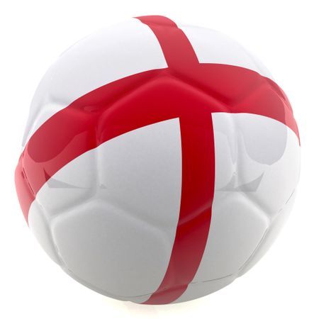 3D football with the flag of England - isolated over a white background