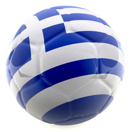 3D football with the flag of Greece - isolated over a white background