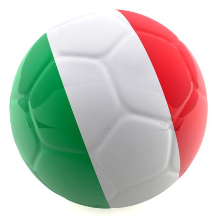 3D football with the flag of Italy - isolated over a white background