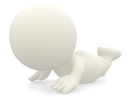 3D person lying on the floor isolated over a white background