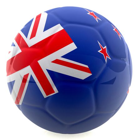 3D football with the flag of New Zealand - isolated over a white background