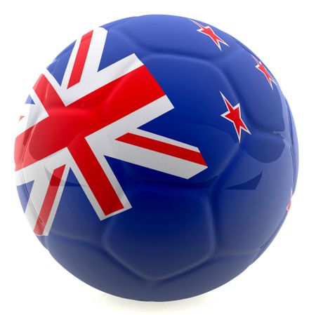 3D football with the flag of New Zealand - isolated over a white background
