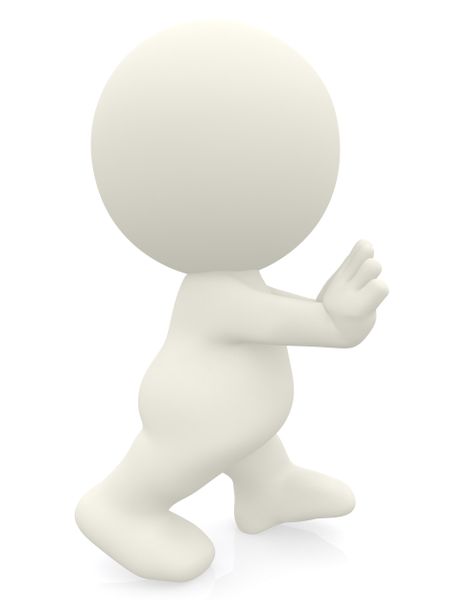 3D person pushing something  - isolated over a white background