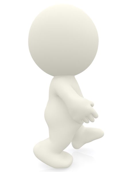 Side, view of a 3D person walking - isolated over a white background