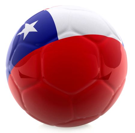 3D football with the flag of Chile - isolated over a white background