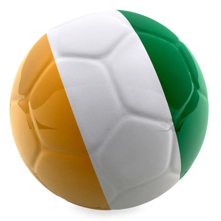 3D football with the flag of Ireland - isolated over a white background