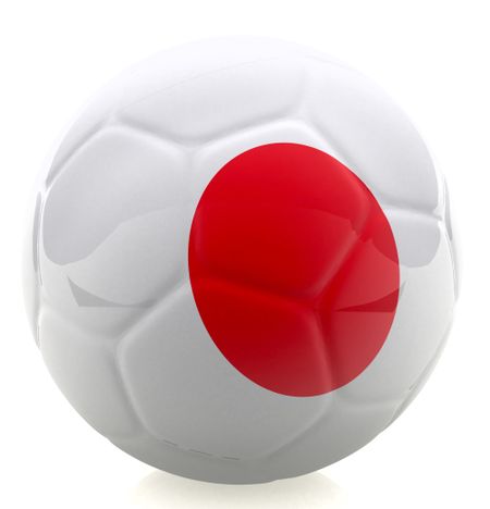 3D football with the flag of Japan - isolated over a white background