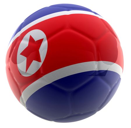 3D football with the flag of Korea - isolated over a white background