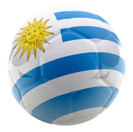 3D football with the flag of Uruguay - isolated over a white background