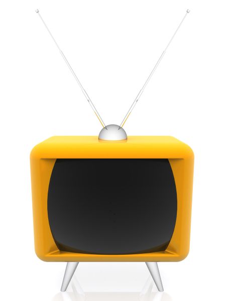3d illustration of an old yellow tv isolated over a white background