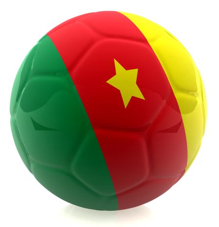 3D football with the flag of Cameroon - isolated over a white background