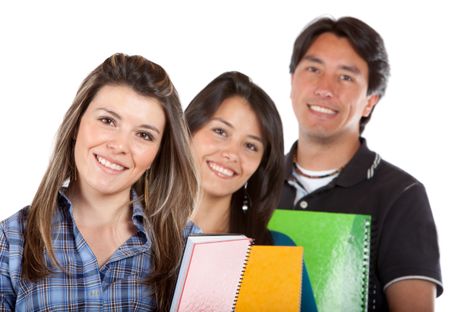 Group of college or university students isolated over a white background