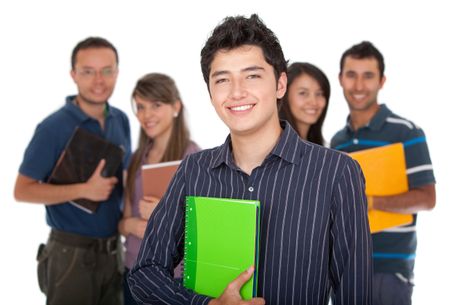 Group of college or university students isolated over a white background