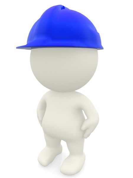 3D construction worker isolated over a white background