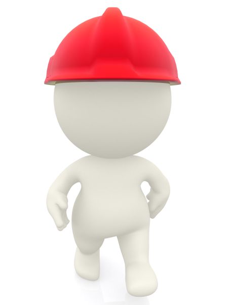 3D construction worker walking isolated over a white background