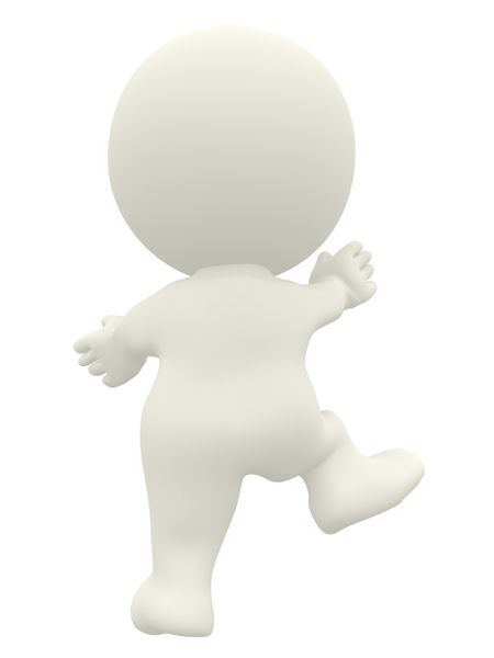 3D person climbing isolated over a white background