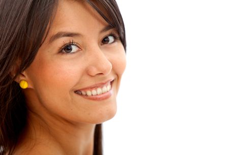 Beautiful woman portrait isolated over a white background