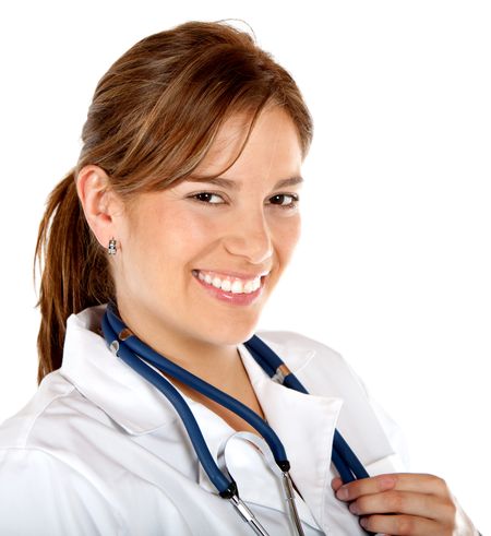 Female doctor isolated over a white background