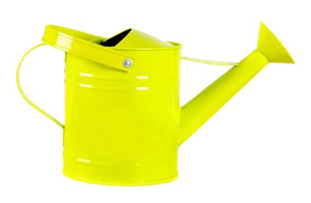 Green watering can isolated over a white background