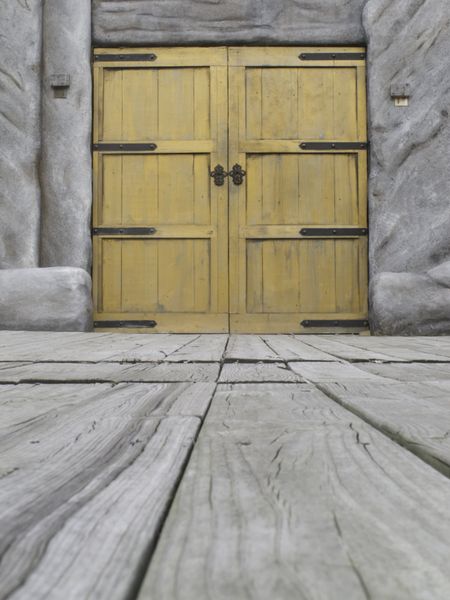 Wooden doors of outdoor stage