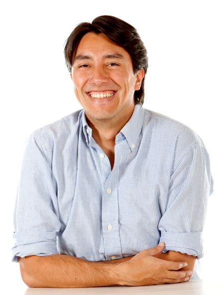 Male portrait smiling isolated over a white background