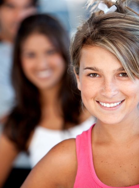 beautiful woman portrait at the gym smiling