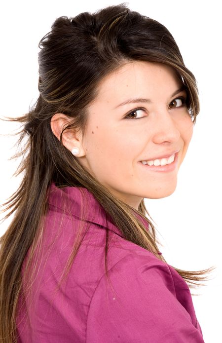 Casual girl portrait over a white background