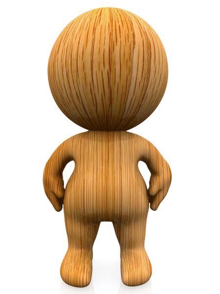 3D light wooden person isolated over a white background