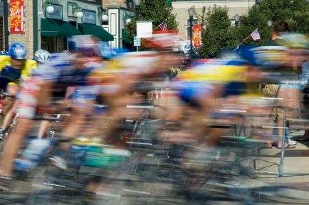 Bicycle racers with motion blur
