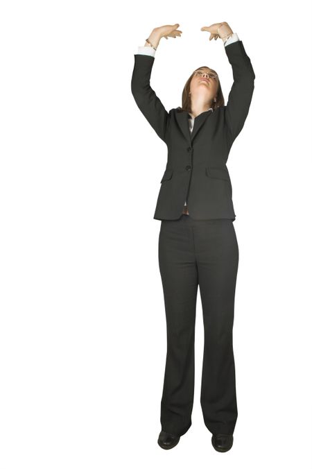 business woman lifting something up