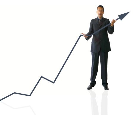 business man carrying a graph